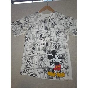 Disney World Mickey Mouse Comic Print T-Shirt Men's Small Hanes White